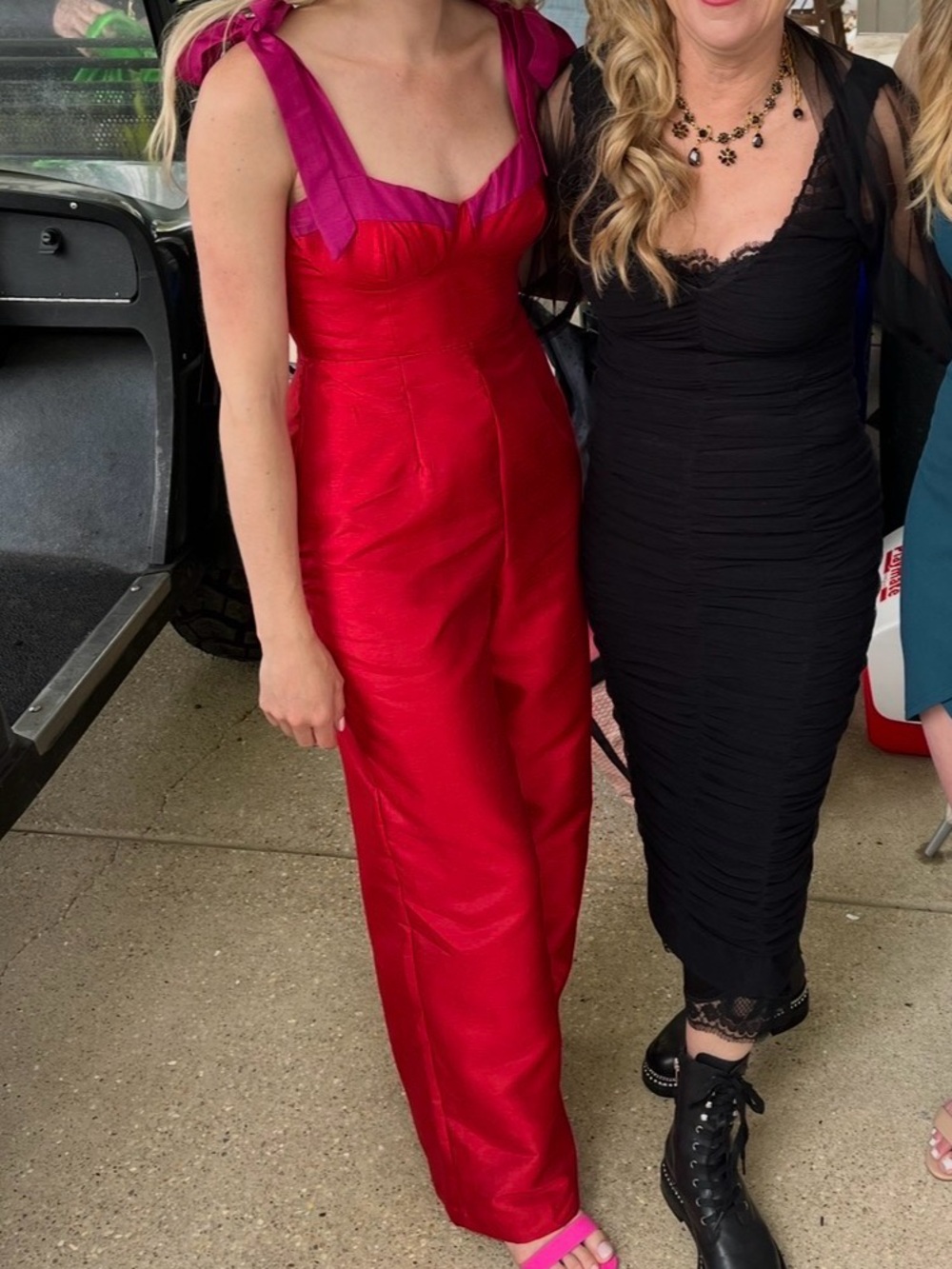 Hutch Fuchsia and Red Satin Jumpsuit